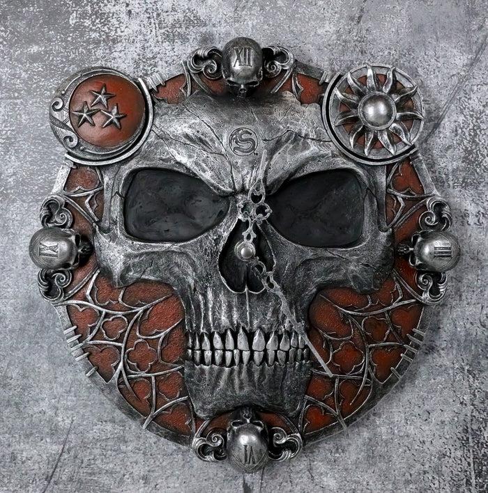 ebros gift Gothic Blood Astrology Sands Of Death Time Waits For No Man Skull Wall Clock