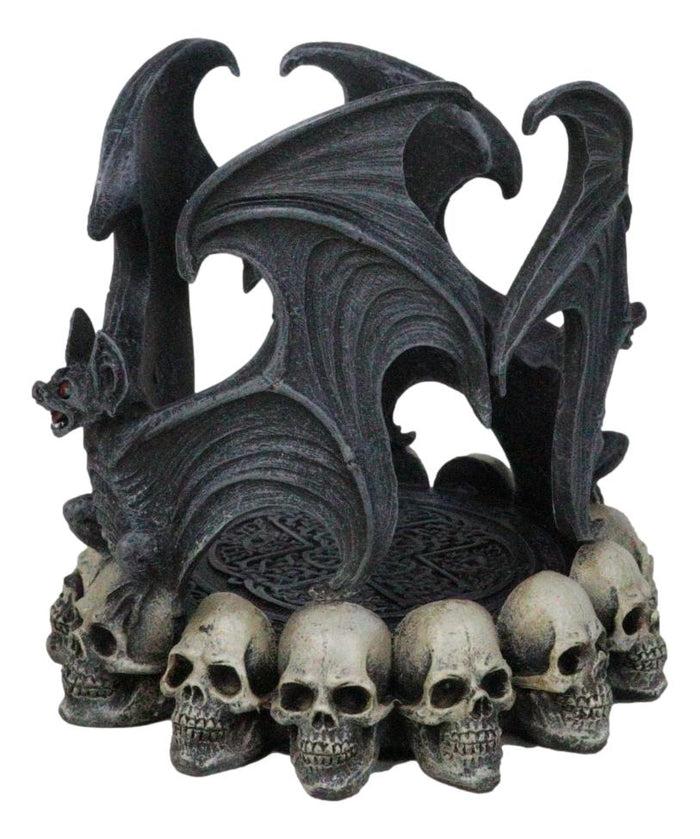 Ebros Gift Gothic Cathedric Twin Bats On Graveyard Of Skulls Candle Or Wine Bottle Holder