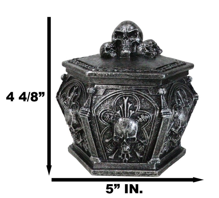 Ebros Gift Gothic Celtic Knotwork Graveyard Skulls And Bones Hexagon Decorative Trinket Box