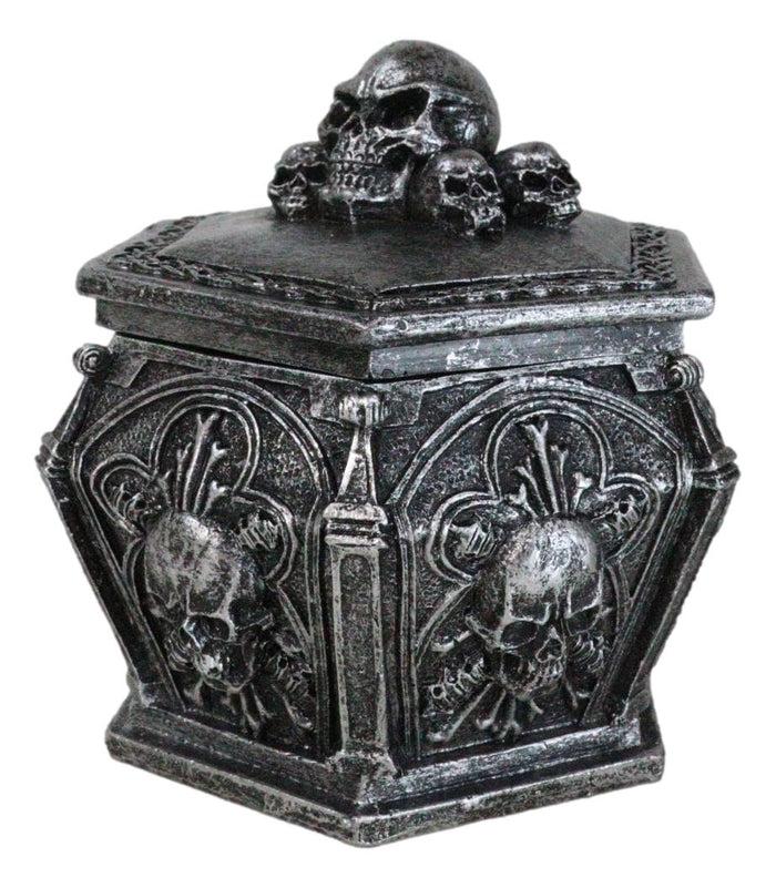 Ebros Gift Gothic Celtic Knotwork Graveyard Skulls And Bones Hexagon Decorative Trinket Box