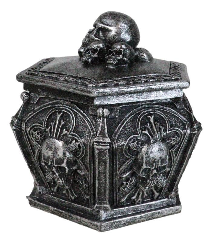 Ebros Gift Gothic Celtic Knotwork Graveyard Skulls And Bones Hexagon Decorative Trinket Box