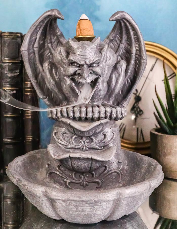 ebros gift Gothic Chimera Gargoyle On Fountain Pedestal Backflow Incense Cone Burner Decor