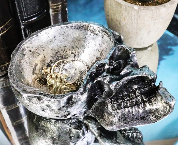 ebros gift Gothic Damned Overlord Half Skull Fissure Jewelry Coin Trinket Dish Tray Ashtray