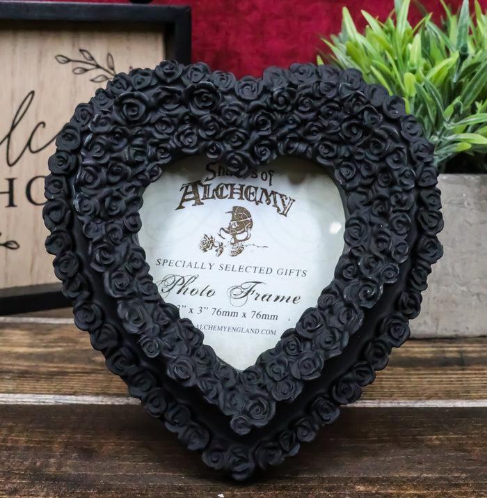 ebros gift Gothic Day Of The Dead Black Roses Wreath Heart Wall Or Desktop Picture Frame