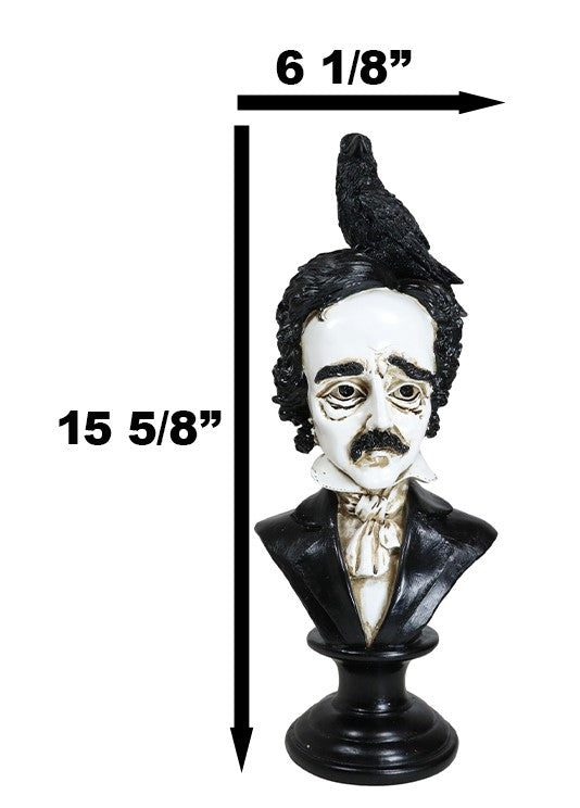 Ebros Gift Gothic Day Of The Dead Edgar Allan Poe Bust With Quoth The Raven Crow Figurine