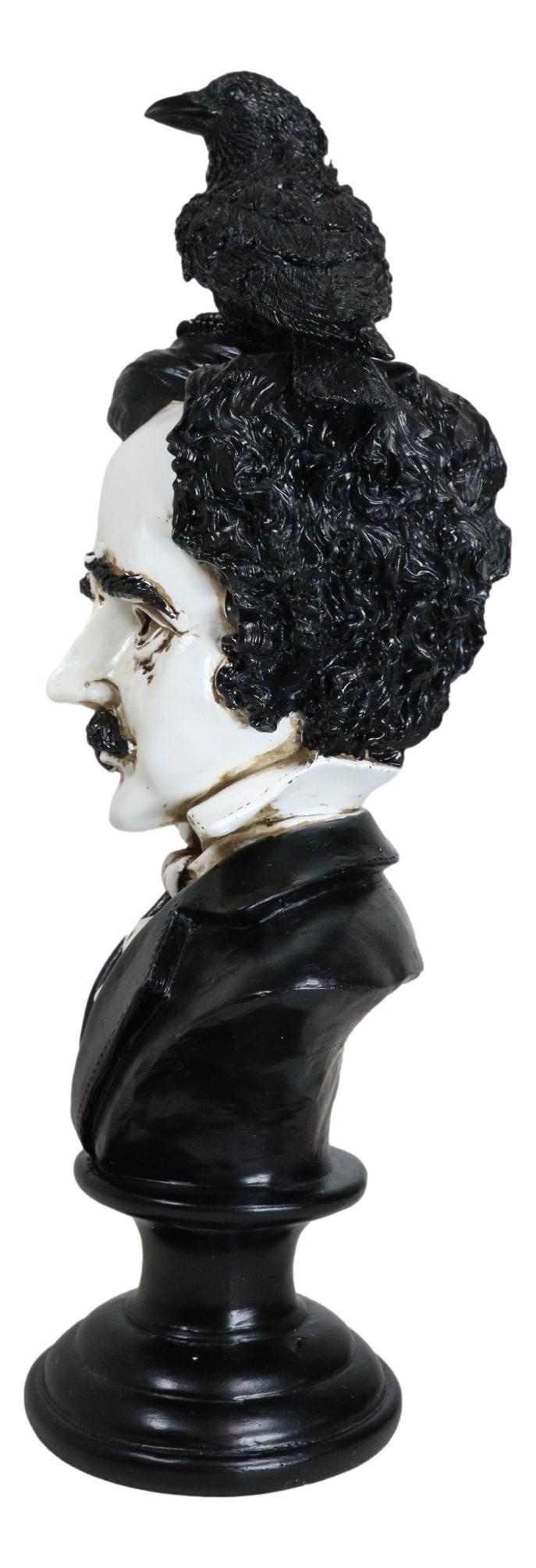 Ebros Gift Gothic Day Of The Dead Edgar Allan Poe Bust With Quoth The Raven Crow Figurine