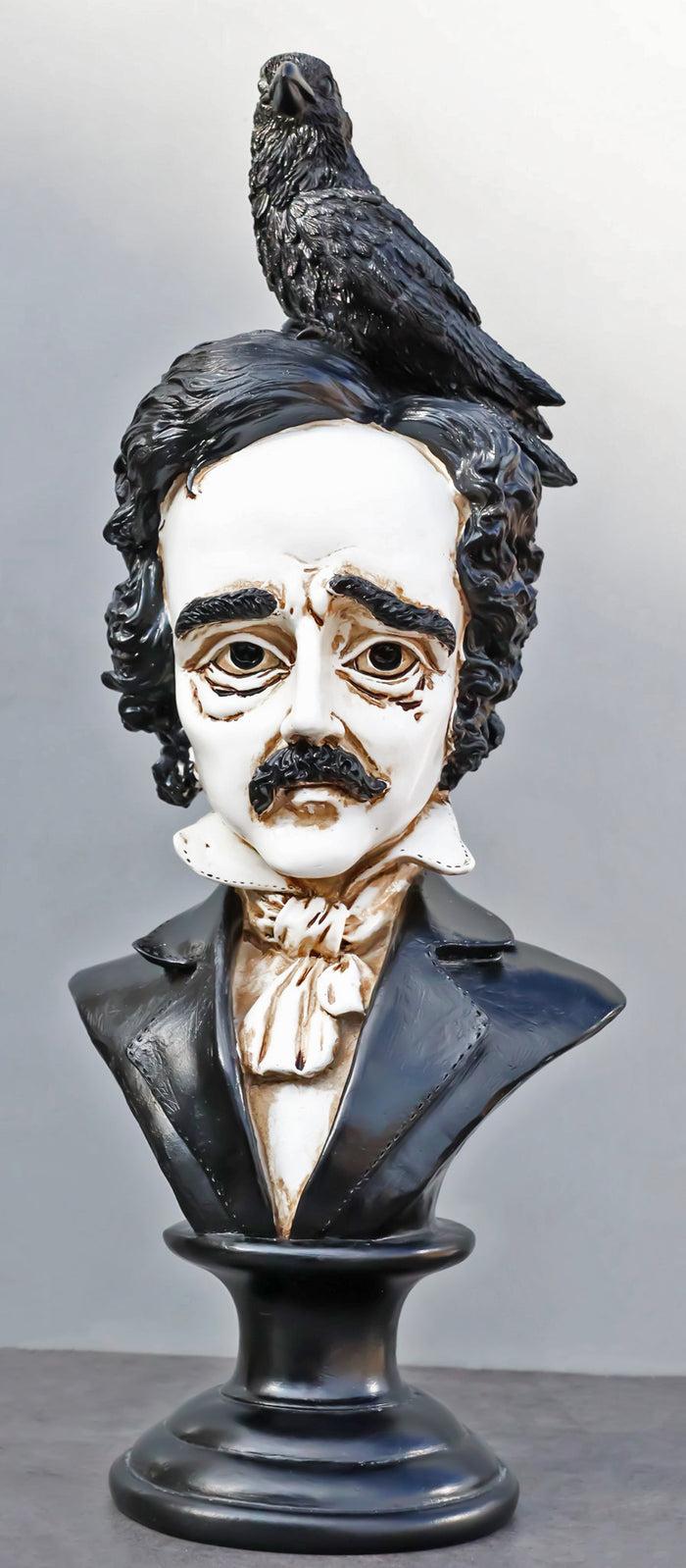 ebros gift Gothic Day of The Dead Edgar Allan Poe Bust With Quoth The Raven Crow Figurine