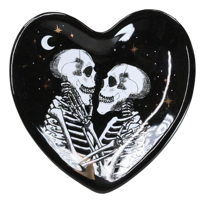 ebros gift Gothic Day Of The Dead Love Never Dies Skeleton Couple Heart Trinket Dish Decor