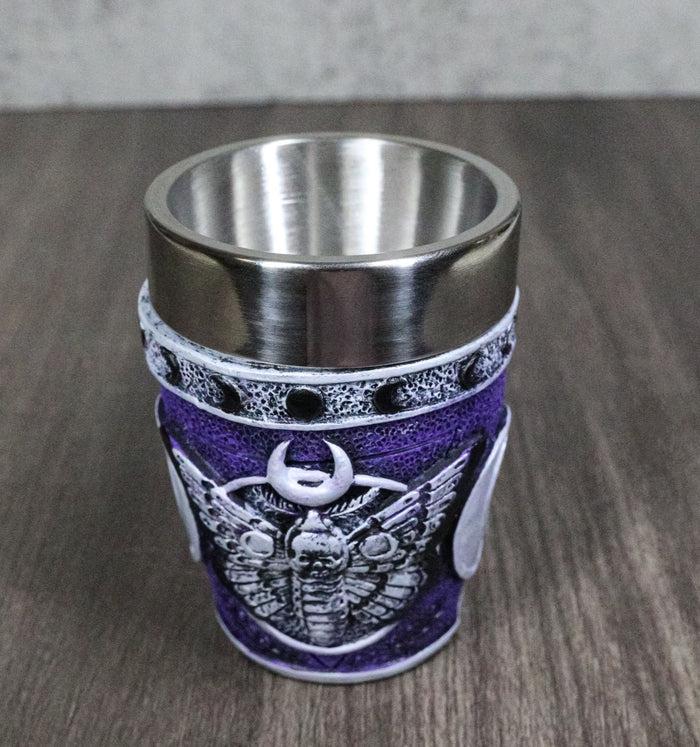 ebros gift Gothic Death Moth Triple Moon Arcane Skull Shot Glasses Set Of 4 Novelties