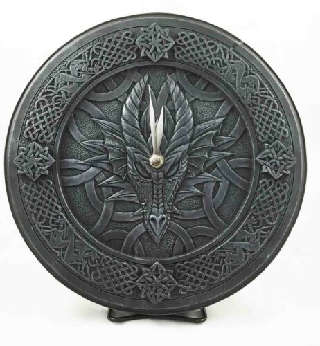 ebros gift Gothic Dragon Gaze Round Wall Clock Resin Figurine Handpainted 11.5" Diameter