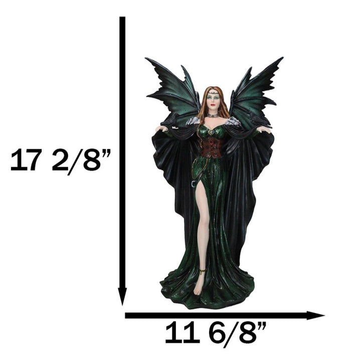 Ebros Gift Gothic Enchantress Emerald Fairy In Corset Gown With Ravens Large Figurine