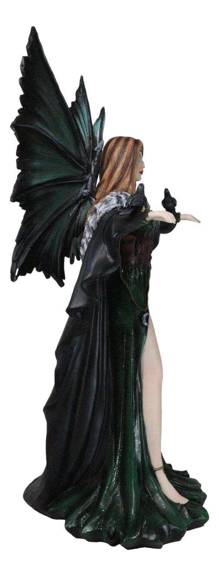 Ebros Gift Gothic Enchantress Emerald Fairy In Corset Gown With Ravens Large Figurine