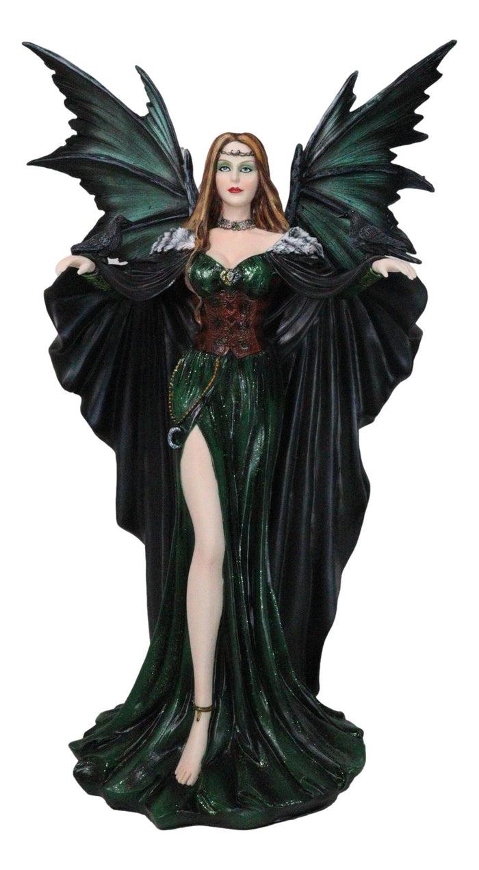 ebros gift Gothic Enchantress Emerald Fairy In Corset Gown with Ravens Large Figurine