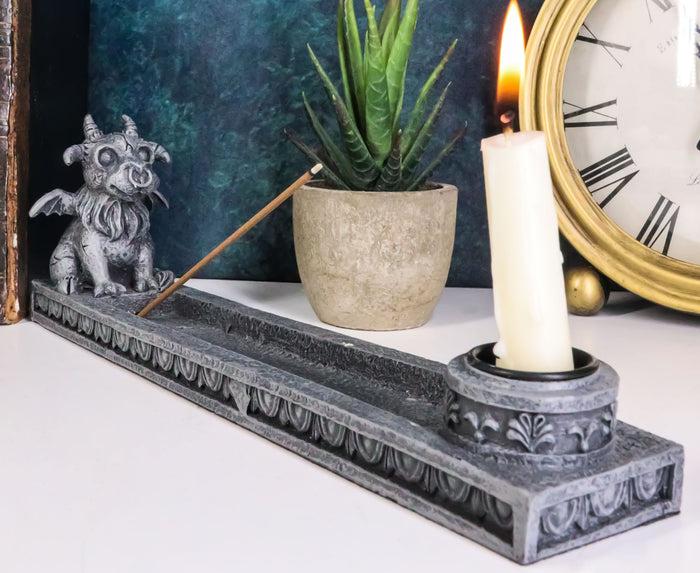 ebros gift Gothic Fantasy Winged Baphomet Goat Gargoyle Incense Burner And Candle Holder