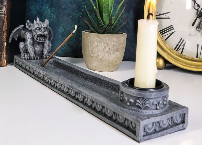 ebros gift Gothic Fantasy Winged Fat Demonic Gargoyle Incense Burner And Candle Holder