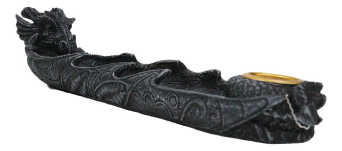 Ebros Gift Gothic Gargoyle Dragon Head And Body Incense Burner And Taper Candle Holder