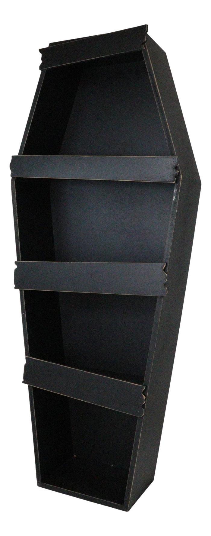 Ebros Gift Gothic Graveyard Light Duty Black Coffin Casket Cabinet Shelving Wall Shelf 30'H