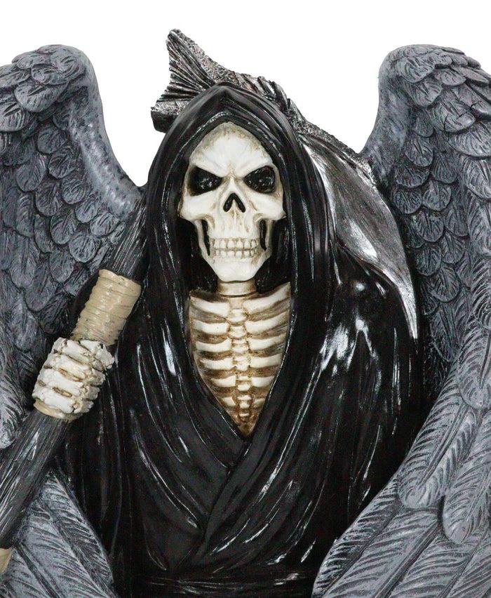 Ebros Gift Gothic Grim Reaper Skeleton With Angel Wings Holding Scythe Heart Wall Decor
