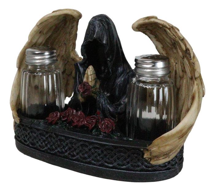 Ebros Gift Gothic Grim Reaper With Angel Wings By Red Roses Salt And Pepper Shakers Holder