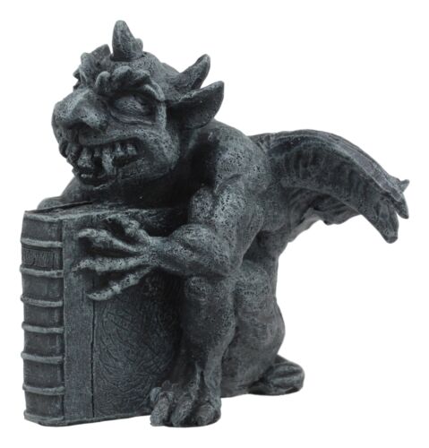 Ebros Gift Gothic Guardian Of Bibliography Horned Gargoyle Statue 4.5"Tall Crazy Bookworm