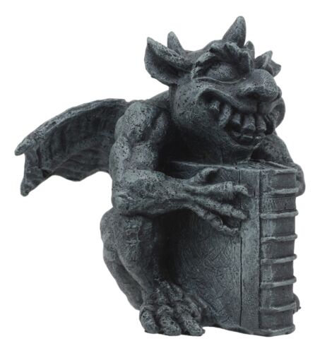 Ebros Gift Gothic Guardian Of Bibliography Horned Gargoyle Statue 4.5"Tall Crazy Bookworm