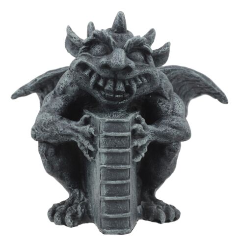 ebros gift Gothic Guardian Of Bibliography Horned Gargoyle Statue 4.5"Tall Crazy Bookworm
