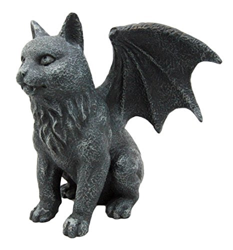 Ebros Gift Gothic Guardian Winged Feline Cat Vampire Gargoyle Desktop Paperweight Figurine