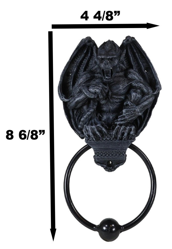 Ebros Gift Gothic Guardian Winged Gargoyle Perching On Roof Pediment Door Knocker Figurine