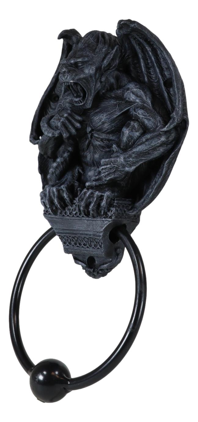 Ebros Gift Gothic Guardian Winged Gargoyle Perching On Roof Pediment Door Knocker Figurine
