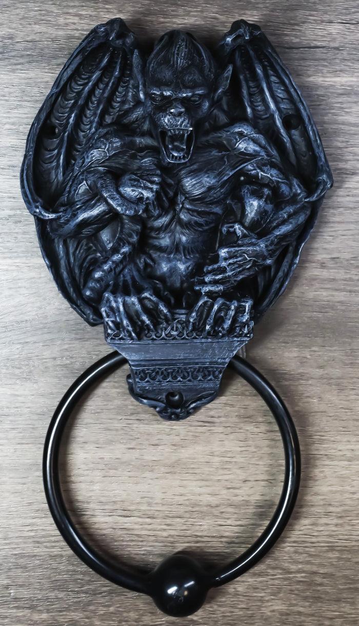ebros gift Gothic Guardian Winged Gargoyle Perching On Roof Pediment Door Knocker Figurine