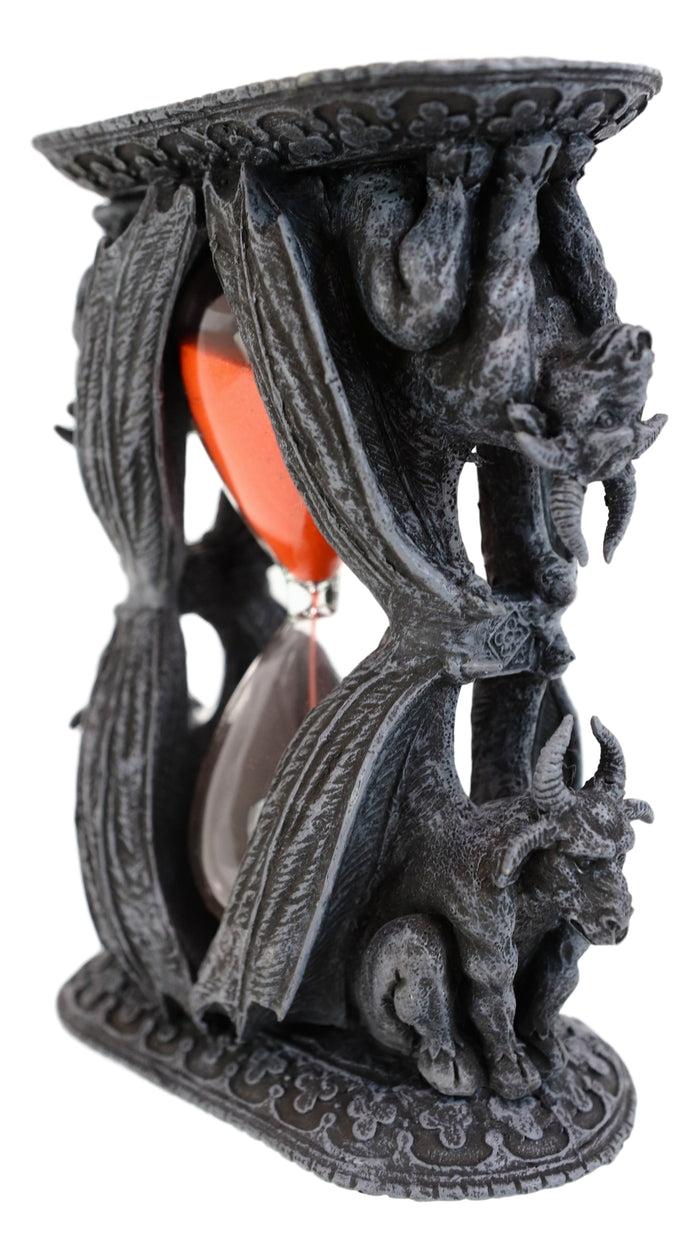 Ebros Gift Gothic Guardian Winged Ram Gargoyles Celtic Clover Pillar Sand Timer Figurine