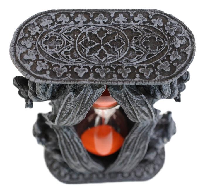 Ebros Gift Gothic Guardian Winged Ram Gargoyles Celtic Clover Pillar Sand Timer Figurine