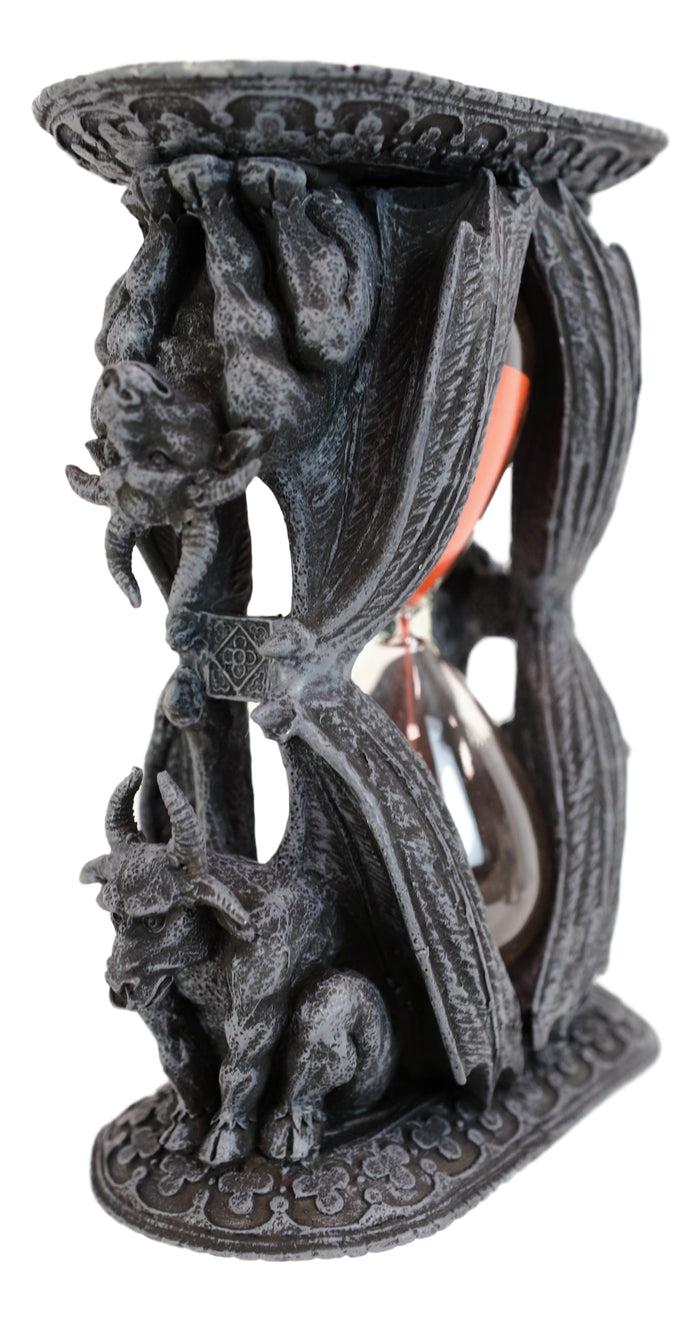 Ebros Gift Gothic Guardian Winged Ram Gargoyles Celtic Clover Pillar Sand Timer Figurine