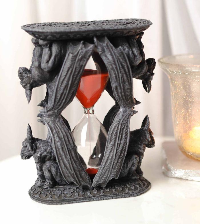 ebros gift Gothic Guardian Winged Ram Gargoyles Celtic Clover Pillar Sand Timer Figurine