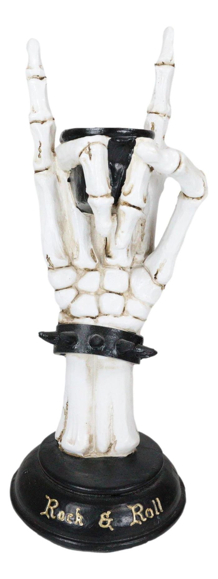 Ebros Gift Gothic Hand Sign Skeleton Rock & Roll Spiked Bracelet Votive Candle Holder Decor
