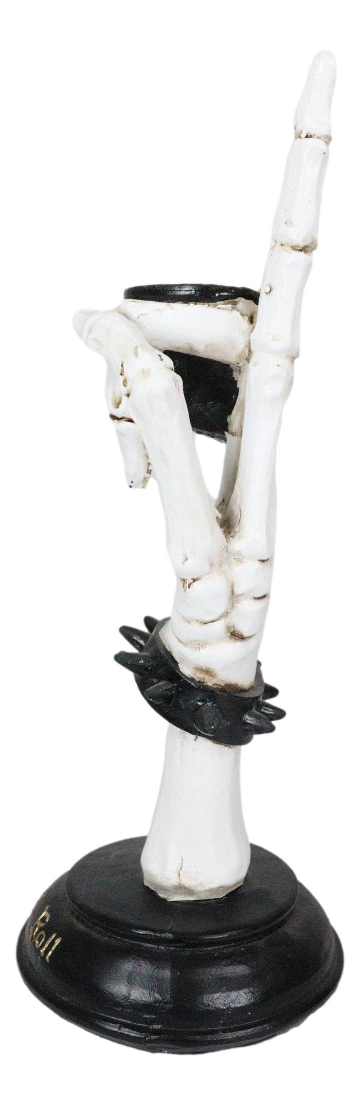 Ebros Gift Gothic Hand Sign Skeleton Rock & Roll Spiked Bracelet Votive Candle Holder Decor