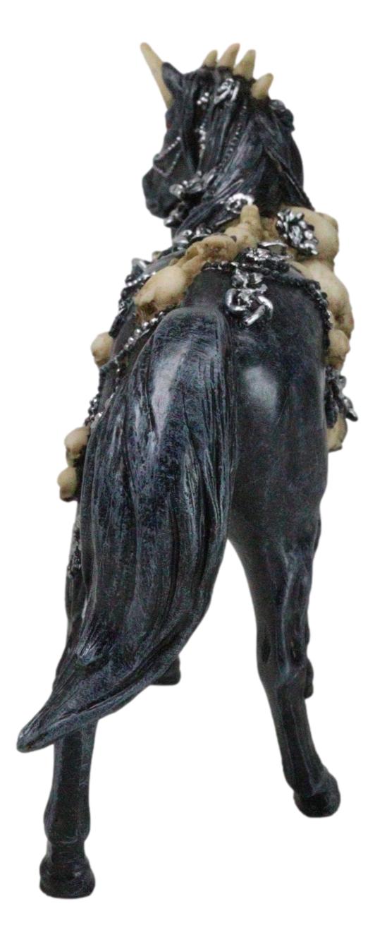Ebros Gift Gothic Macabre Black Dark Unicorn Horse With Skeleton Bones And Skulls Figurine