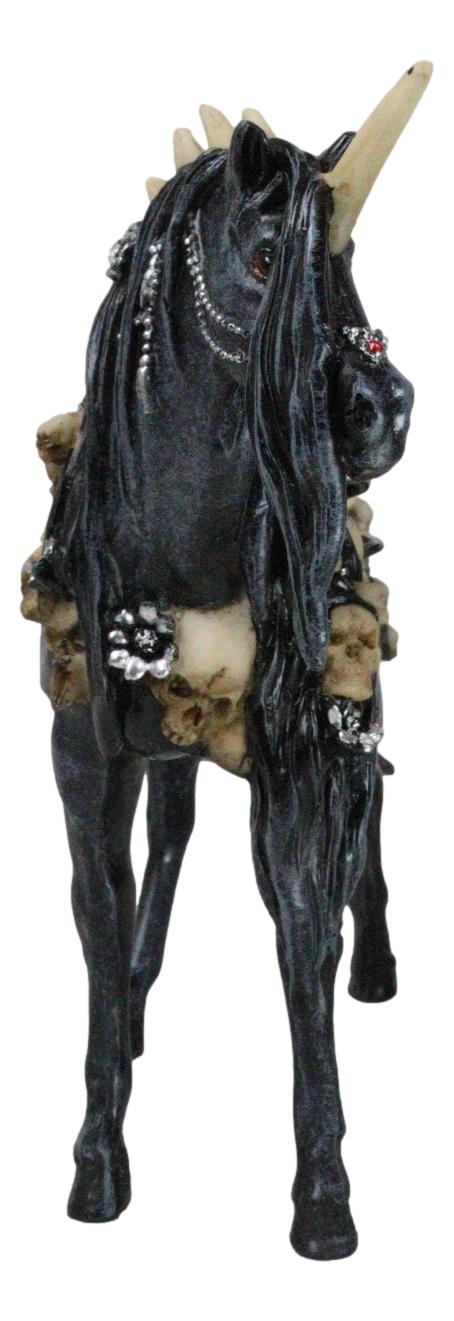 Ebros Gift Gothic Macabre Black Dark Unicorn Horse With Skeleton Bones And Skulls Figurine
