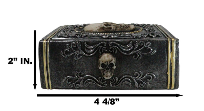 Ebros Gift Gothic Macabre Skull Face With Scrollwork Book Shaped Decorative Trinket Box