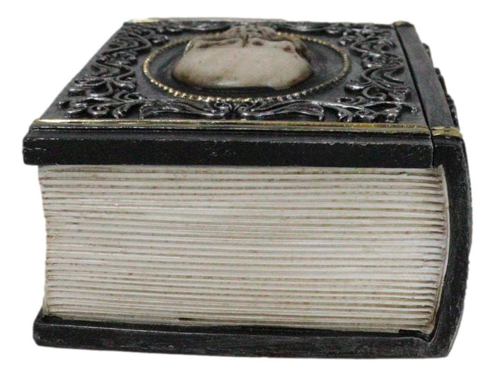 Ebros Gift Gothic Macabre Skull Face With Scrollwork Book Shaped Decorative Trinket Box