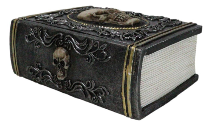 Ebros Gift Gothic Macabre Skull Face With Scrollwork Book Shaped Decorative Trinket Box