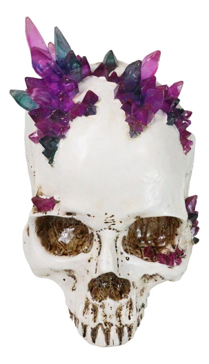 Ebros Gift Gothic Macabre Spiky Two Tones Crystal Cavern Mine Cranium Skull Figurine