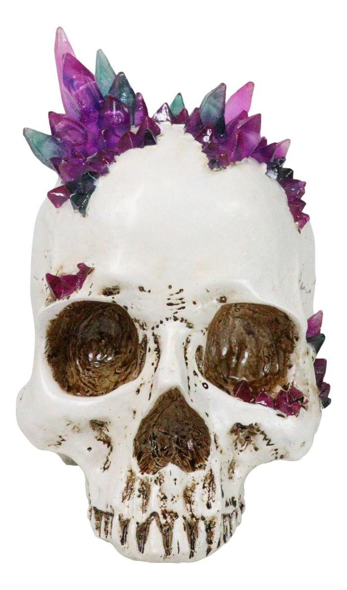 ebros gift Gothic Macabre Spiky Two Tones Crystal Cavern Mine Cranium Skull Figurine