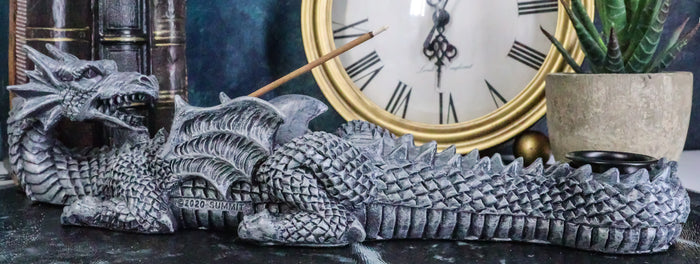 ebros gift Gothic Mythical Guardian Dragon Gargoyle Incense Stick And Taper Candle Holder