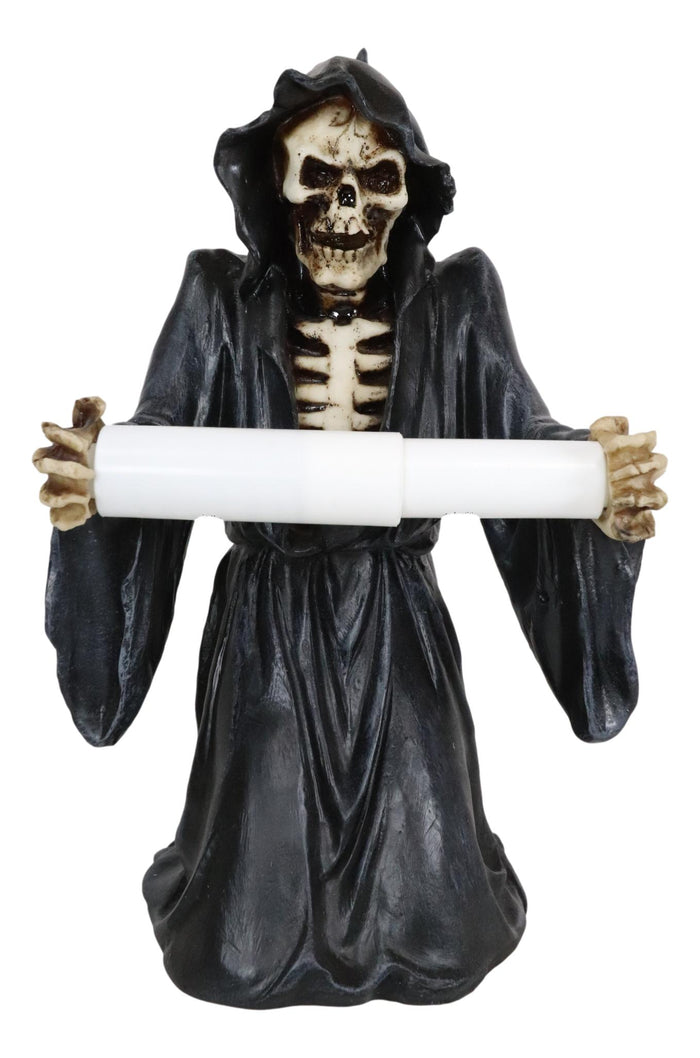 Ebros Gift Gothic Necromancy Grim Reaper Skeleton Standing Toilet Paper Holder Figurine