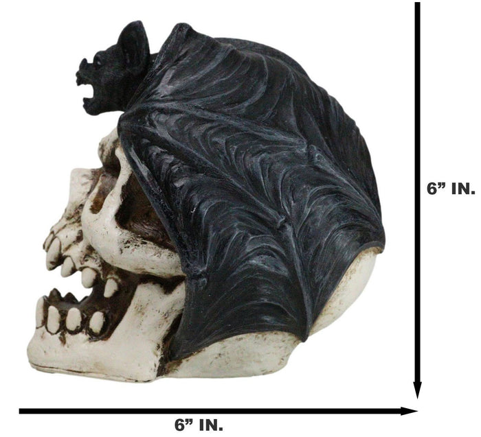 Ebros Gift Gothic Nocturnal Vampire Bat Perching On Dracula Fanged Skull Figurine