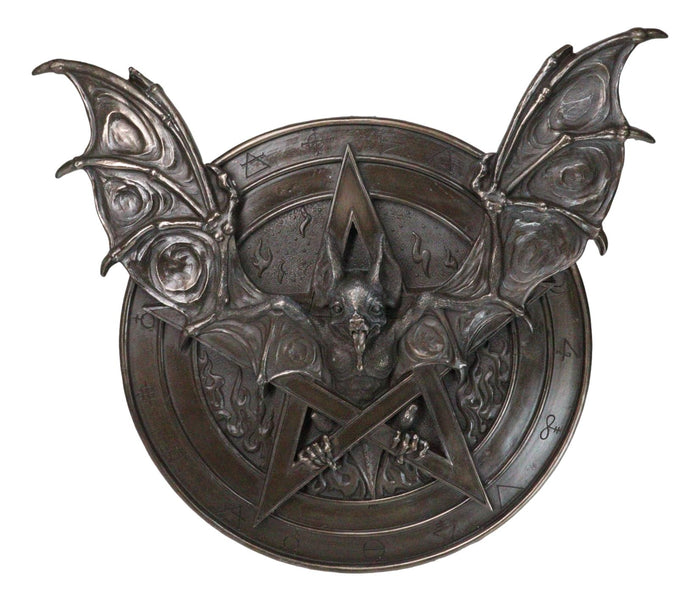 Ebros Gift Gothic Nosferatu Bat Pentagram With Hell Fire Alchemy Symbols Wall Decor Plaque