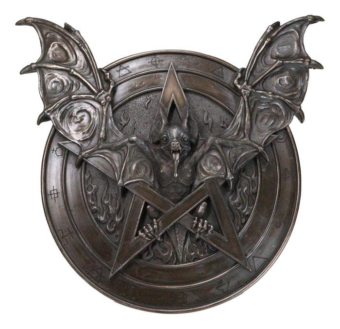 ebros gift Gothic Nosferatu Bat Pentagram With Hell Fire Alchemy Symbols Wall Decor Plaque