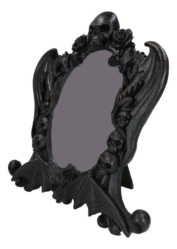 Ebros Gift Gothic Nosferatu Vampire Dragons Bat Skulls Roses Table Or Wall Hanging Mirror
