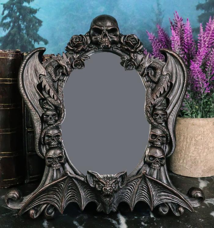 ebros gift Gothic Nosferatu Vampire Dragons Bat Skulls Roses Table Or Wall Hanging Mirror